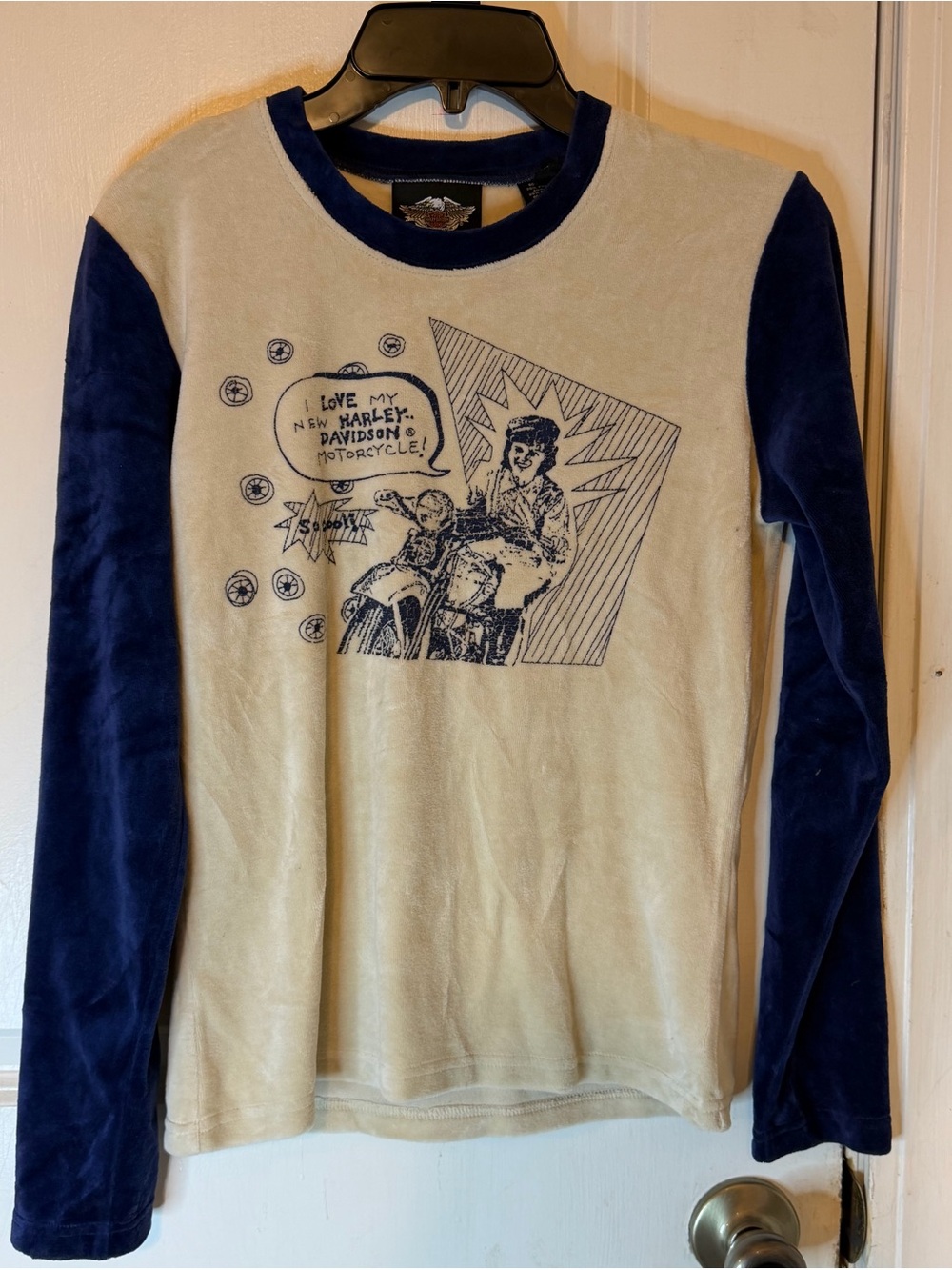 Harley-Davidson Long Sleeve Graphic Tee - Cream & Navy